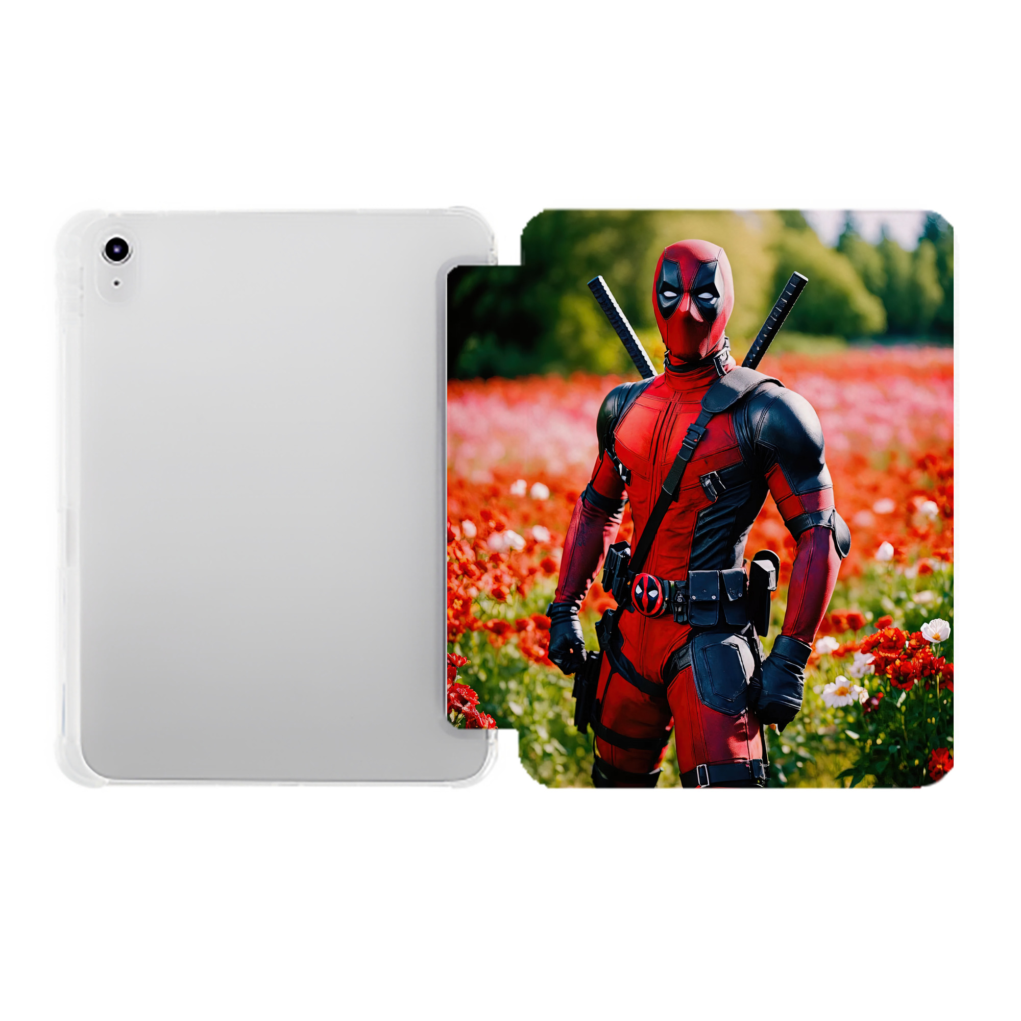 （画像用） Deadpool デッドプール IPad ケース ペン収納付き 三つ折りスタンド PUレザー×シリコン 対応機種9.5/10.5/10.9インチ